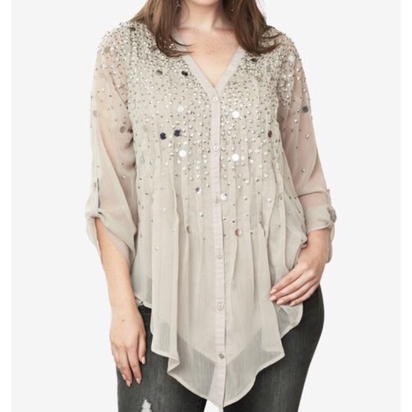 Roaman's Tops - NWT Roaman's silver embellished tunic top size 20w